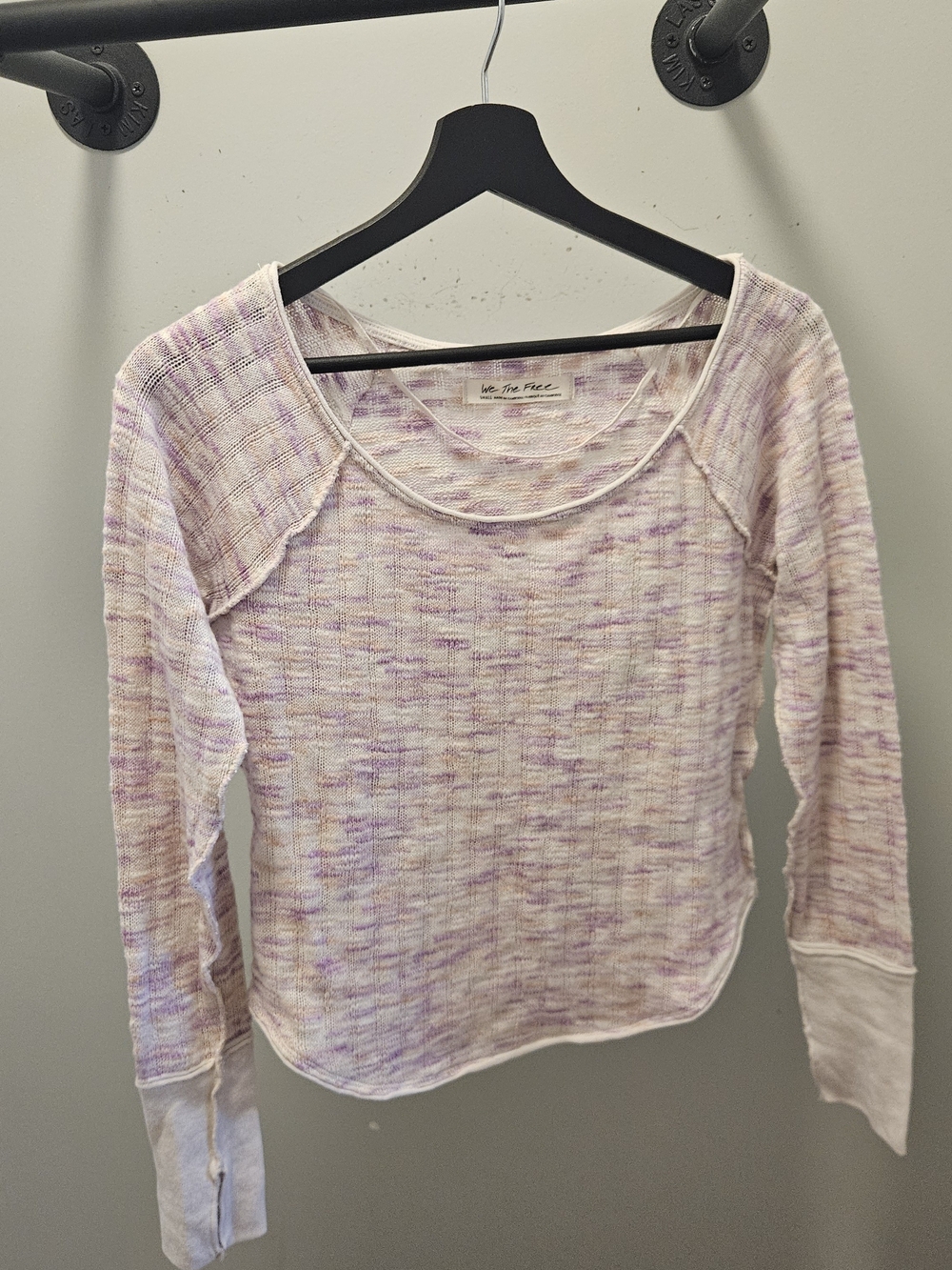 Free People Soft Lavender Marled Long Sleeve Top